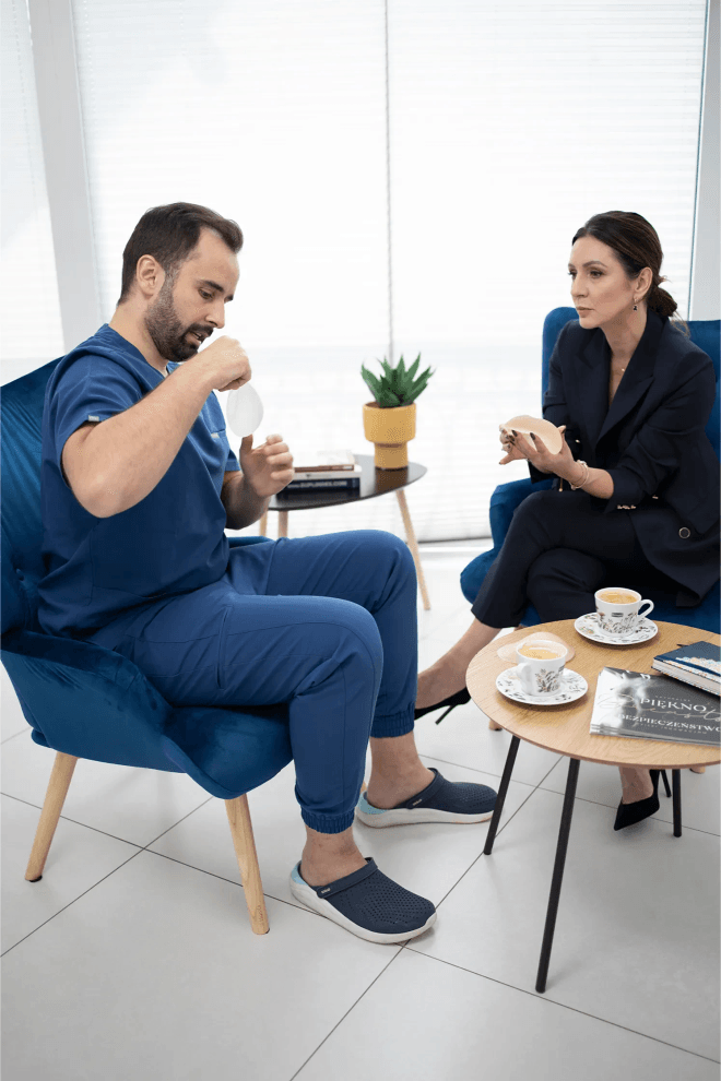 Dr warchol with patient for breast implants